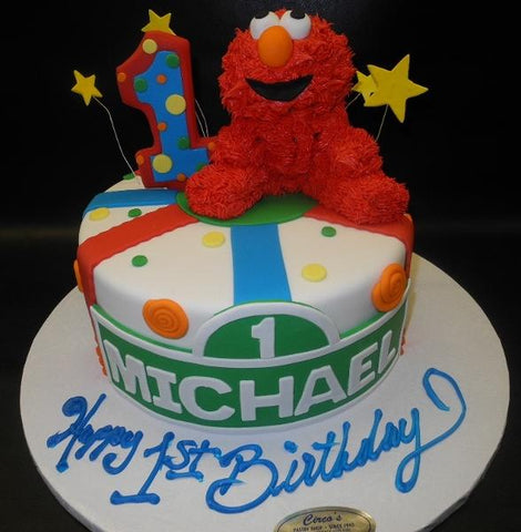 Elmo 1st Birthday Fondant Cake