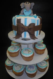 Elephant Fondant Cake with Edible Image Cupcakes 