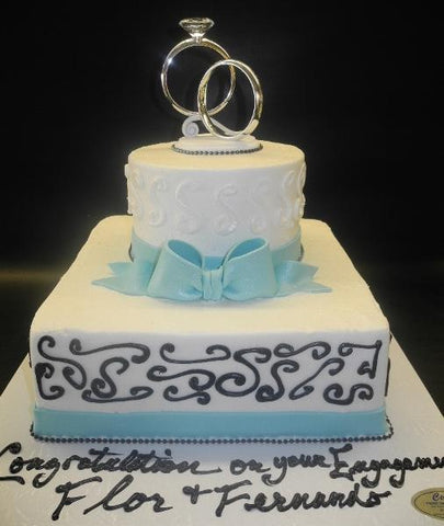 2 tier Engagement Fondant Cake 138