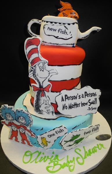 Cat in The Hat Theme Babyshower Cake 235