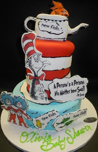 Cat in The Hat Theme Babyshower Cake 235