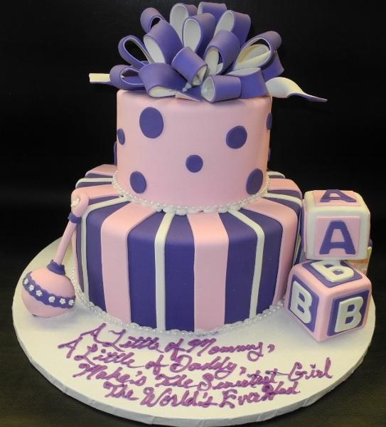 Pink and Purple Baby Shower Fondant Cake 240