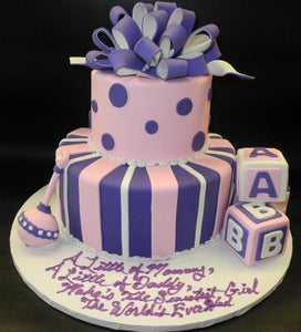 Pink and Purple Baby Shower Fondant Cake 240