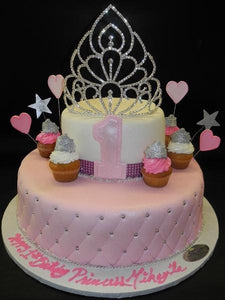 Princesses 1st Birthday with Mini Cupcakes Fondant Cake 630