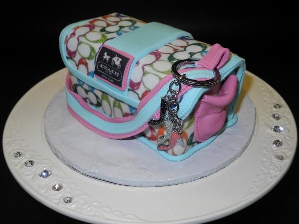 Fondant Coach Handbag Birthday Cake with Cherry Blossom Flower - YouTube