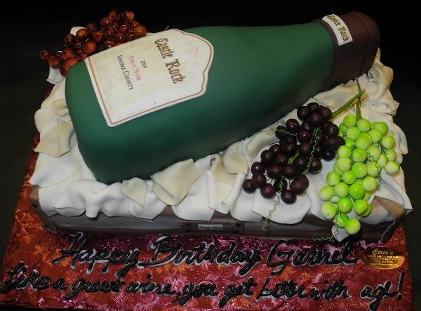Wine Bottle with Fondant Grapes 168
