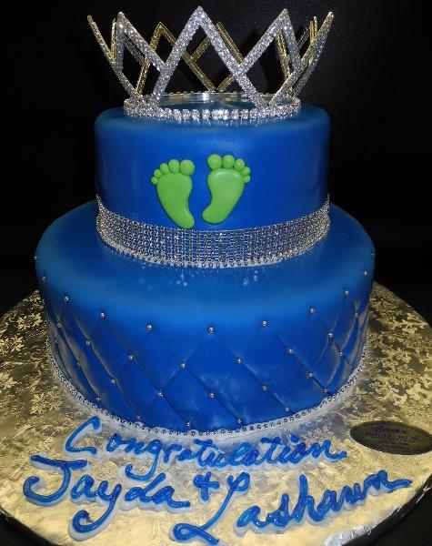 Prince Royal Blue Fondant Baby Shower Cake