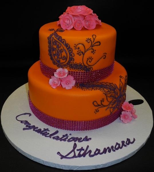 Pink and Orange Mod 40th Birthday Cake