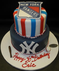New York Yankees 2 Tier Birthday Cake 