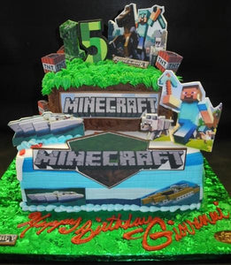 Minecraft Fondant Cake with Edible Fondant Cut-outs 