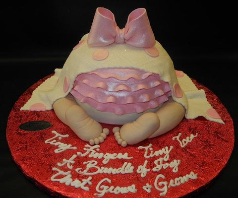 Baby Bottom Fondant Cake with Edible Bow 
