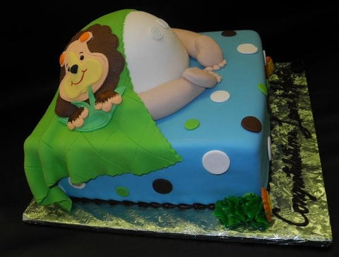 Baby Bottom Fondant Cake with Tiger Face