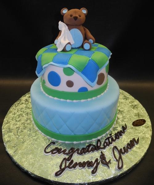 Bear Edible Fondant Baby Shower Cake 