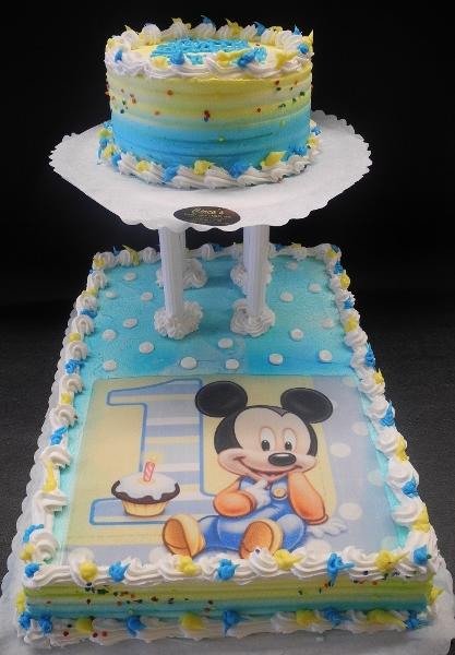Mickey Mouse 1st Birthday Whip Cream Cake with Edible Image 