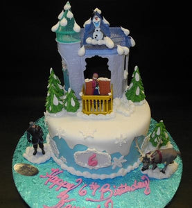 Frozen Theme 6th Birthday Fondant Cake with Toys