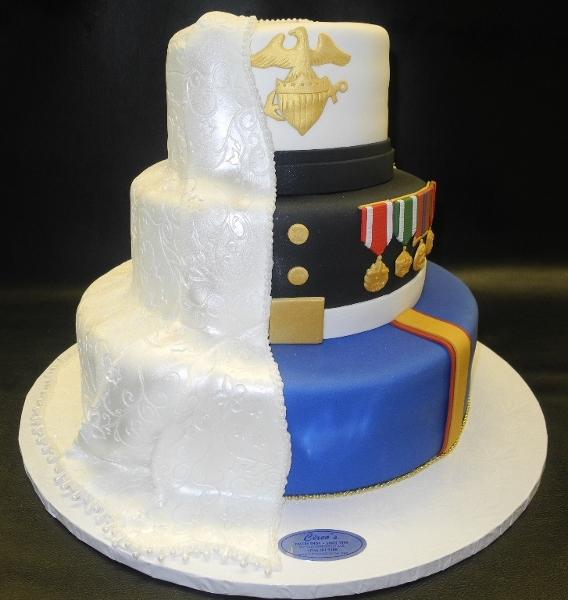 Marine Wedding Fondant Cake - W109 Circo's Pastry Shop Marine Wedding Fondant Cake - W109 Circo's Pastry Shop