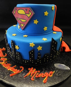 Superman Fondant Cake with Edible Cape 