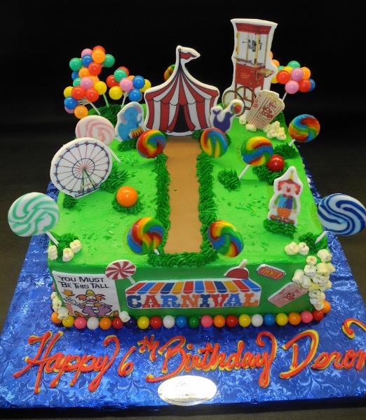 Circus Icing Cake with Fondant 2D Decoration