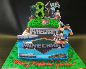 Minecraft Fondant Cake with Edible Images 