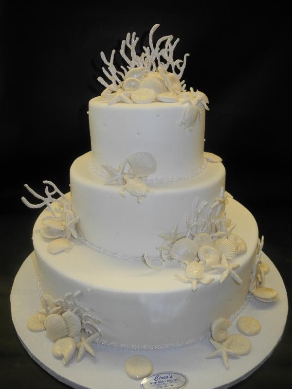 Sea Shells, Sea Theme Wedding Cake