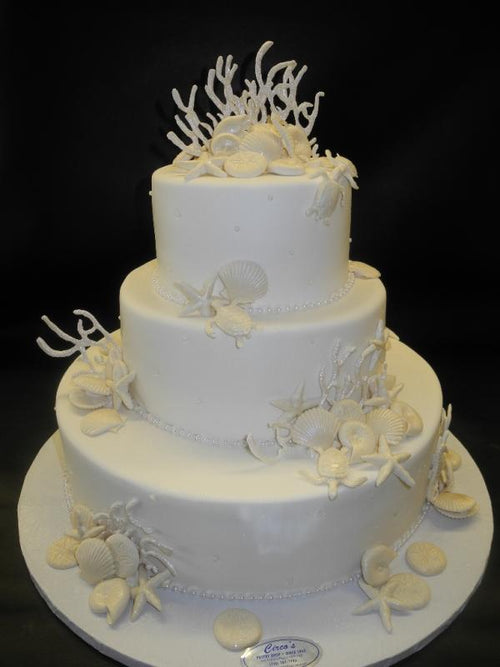 Sea Shells, Sea Theme Wedding Cake - W087 – Circo's Pastry Shop