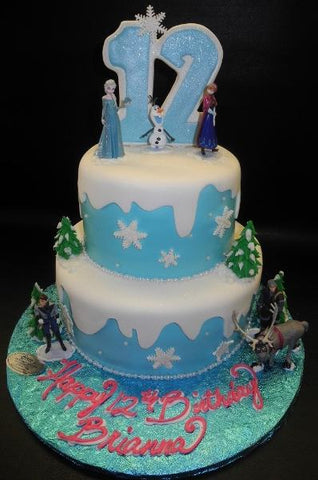 Frozen  Tiered Cake with Frozen Toys to Decorate 