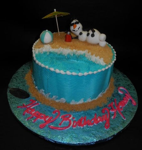 Frozen Snowman Icing Cake with Edible Fondant Toys
