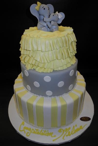 Elephant Baby Shower Fondant Cake 