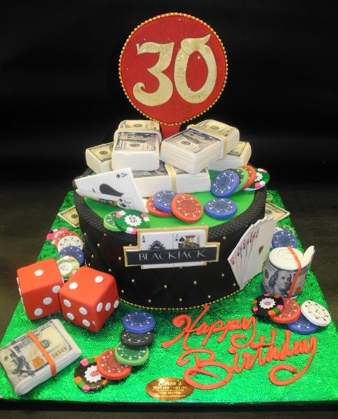 Casino Poker Themed Birthday Cake