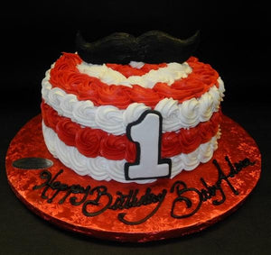 Mustache Icing 1st Birthday Cake
