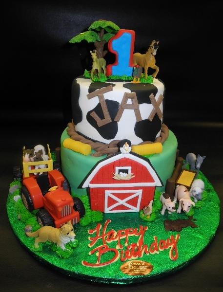 Farm 1st Birthday Fondant Cake