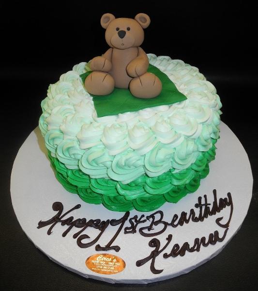 Rosebud Teddy Bear 1st Birthday Cake