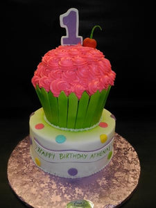 Cupcake Cake Fondant 1st Birthday Cake