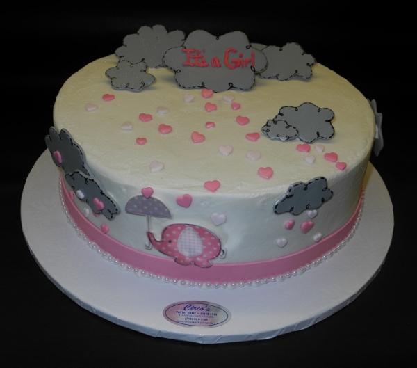 Elephant Icing Cake with Fondant Clouds