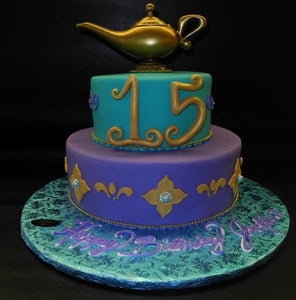 Lamp Aladdin Sweet 15 Fondant Cake 