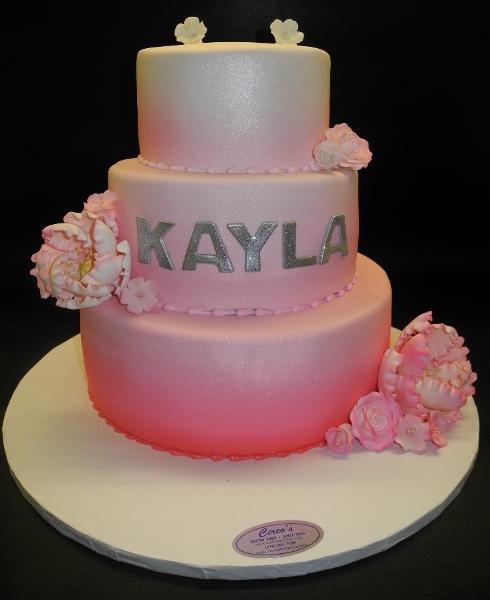 Faded Pink and White Fondant Cake