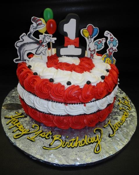 Dr. Seus Rosebud Cream Cake with Fondant Accessories