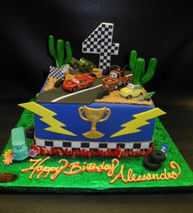 Cars Racing Fondant Cake 