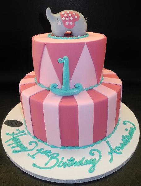 Elephant Fondant 1st Birthday Cake