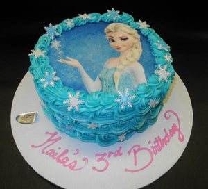 Frozen Rosebud Icing Cake with Edible Image on top 