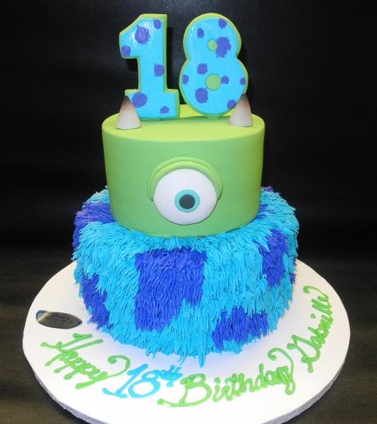 Monster Inc. Fondant Cake with Edible Number on top 