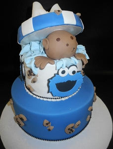 Cookie Monster Baby Popping Out Baby Shower Cake