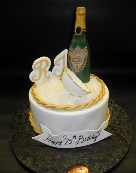 champagne birthday cake