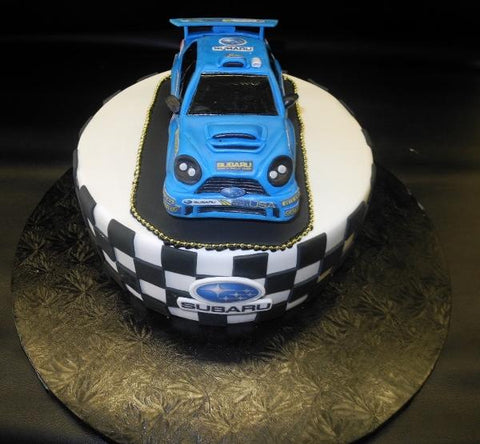 Subaru Edible 3D Fondant Cake with Checkerboard 