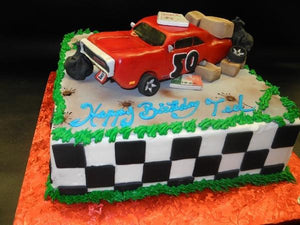 Icing Cake with Fondant Edible Car on top 