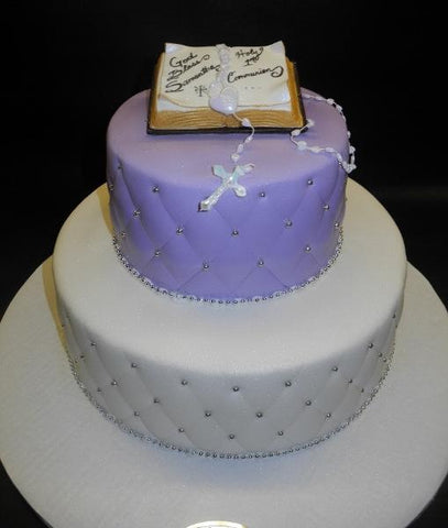 Bible Diamond Imprint Purple and White Fondant Cake