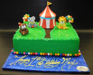Circus Icing Cake with Edible Fondant Animals 