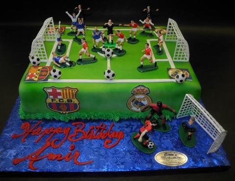 Barcelona Soccer Field Fondant Cake
