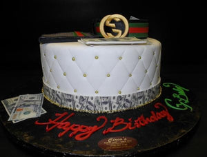 Masters Cakes - GUCCI and WEED black and gold theme. Happy