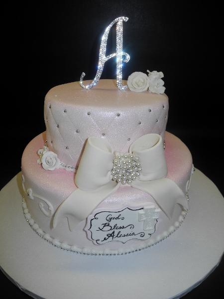 Diamond Christening Cake with Diamond Cake Toppper